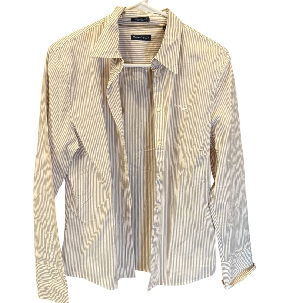 Marc O’Polo Women's Striped Button Down Shirt - White and Cream
